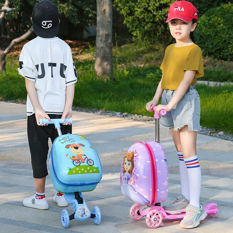 New cute skateboard suitcase scooter children's trolley luggage box 16 