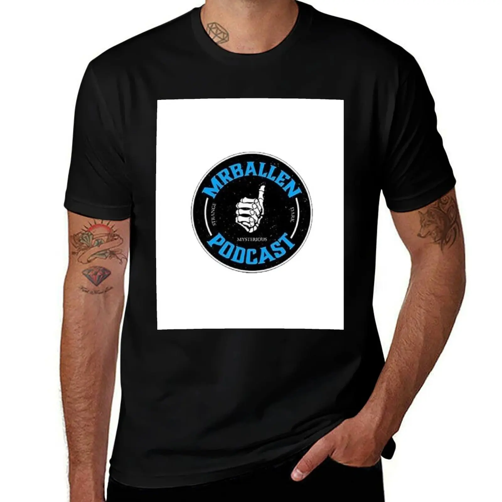 

t MrBallen t Dark shirt essential T-Shirt man Stange, cotton shirt PODcast,