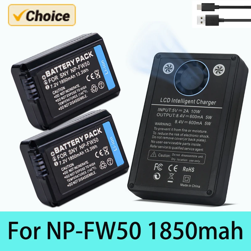 

For NP-FW50 NP FW50 Battery Pack Double LCD Charger heat dissipation type for Sony Alpha a6500 a6300 a6000 a5000 a3000 NEX-3 a7