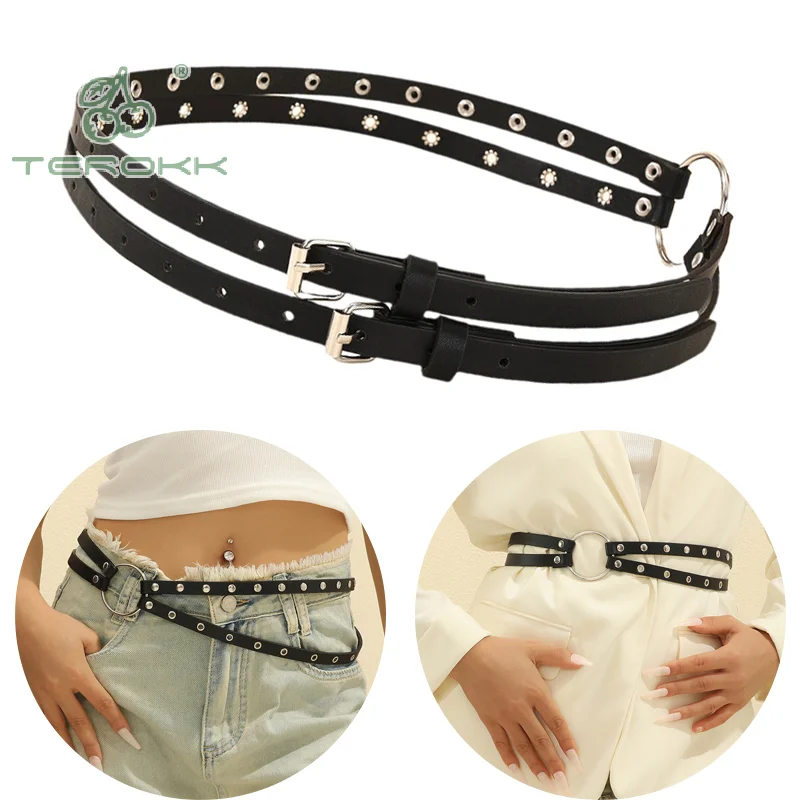 Studd Belt Women's Embellishment Fashionable Versatile Belts Personality Elastic Elastic Waistband Wide Punk Style Waist Belt