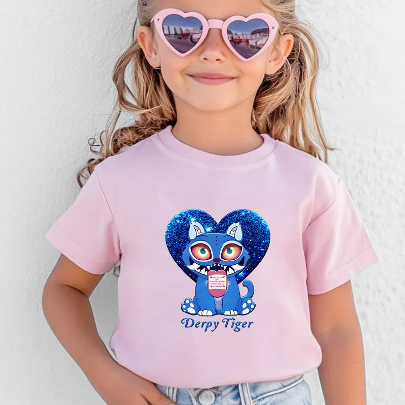 قميص أطفال من Monster Hunting Team Tiger Pattern مطبوع عليه رسوم كرتونية من القطن الخالص بأكمام قصيرة للرجال والنساء #5