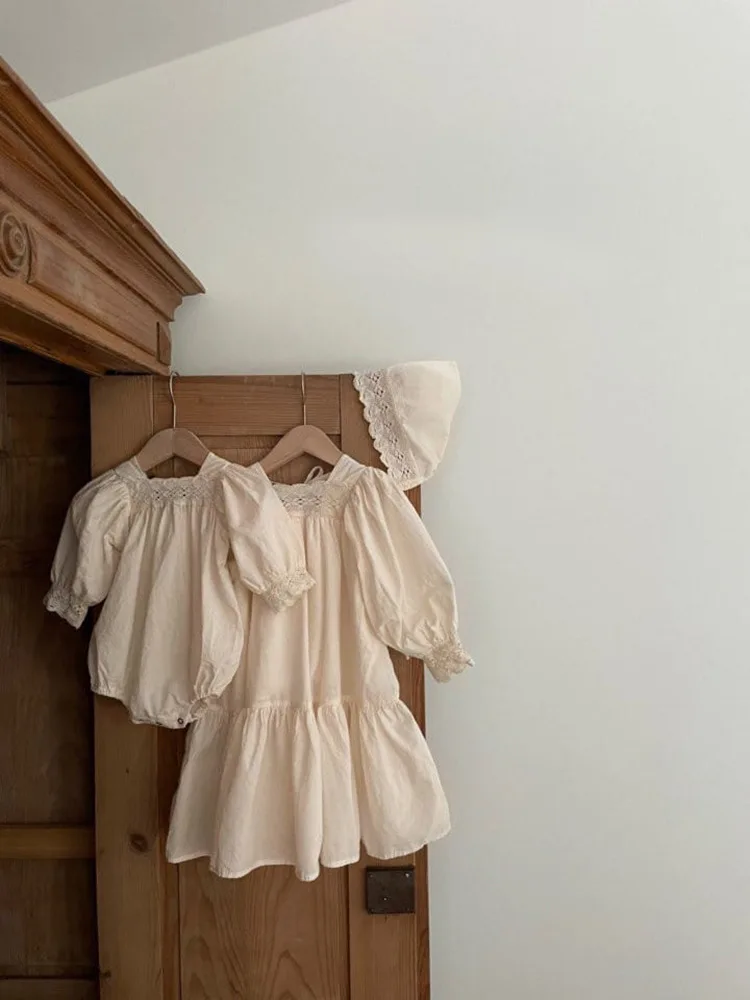 Sisters Clothes Set Spring Autumn Toddler Long Sleeve Baby Cotton Dress Newborn Solid Girl Suit Baby Girl Cute One-piece