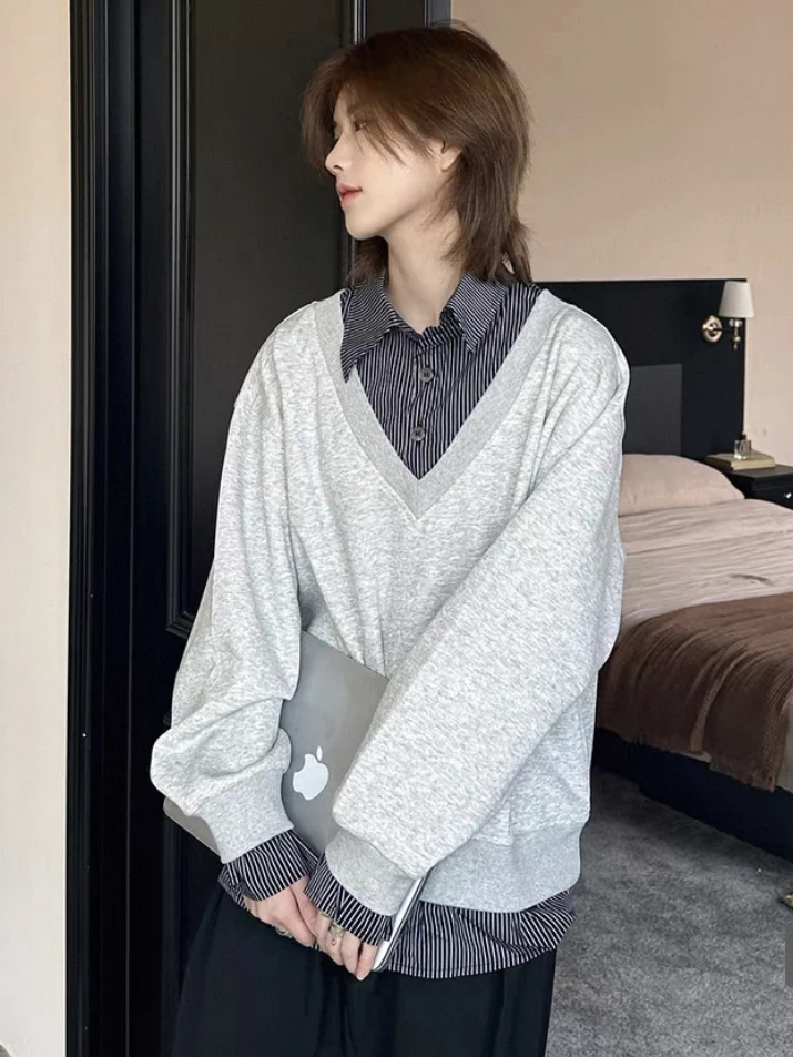 Amerikaans Sle irt Long Sve T-shirt ex Lazy Match Design Sense Bovenkleding Sweatshirt Doek Jeugd Lente Faion