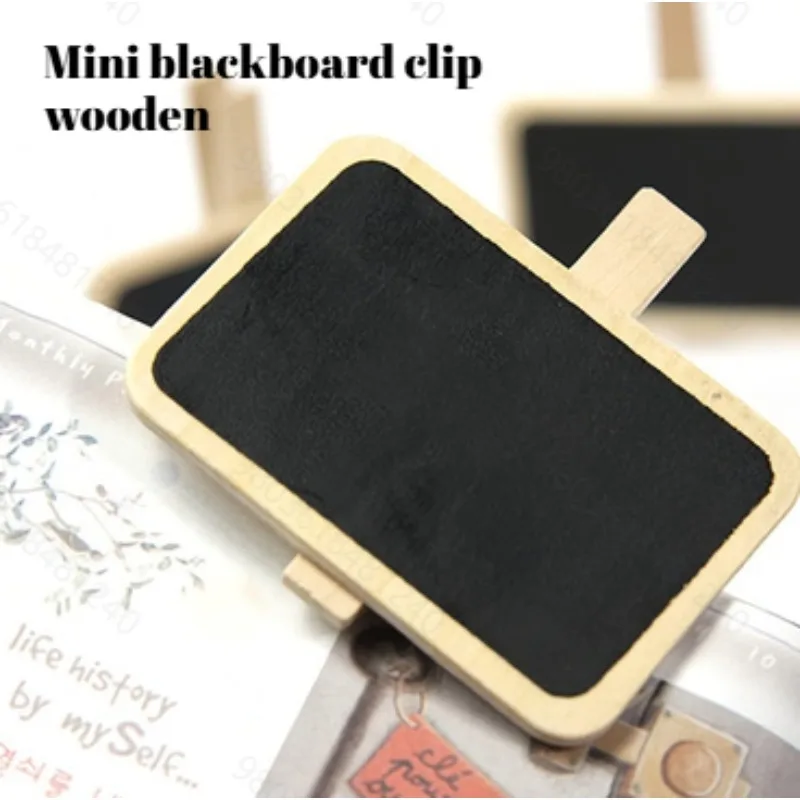 

10pcs Mini Rectangular Wooden Blackboard Clip Black Wood Color for Notes Photos Papers Decoration Use Hold Easy