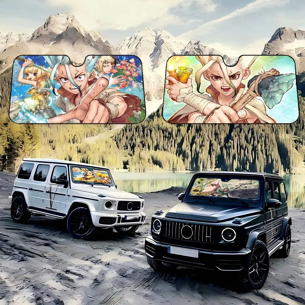 

D-Dr. Stone Summer Car Sunshade Front Windshield Sunshade Sunblock Thermal Insulation Sunshade Umbrella Retractable