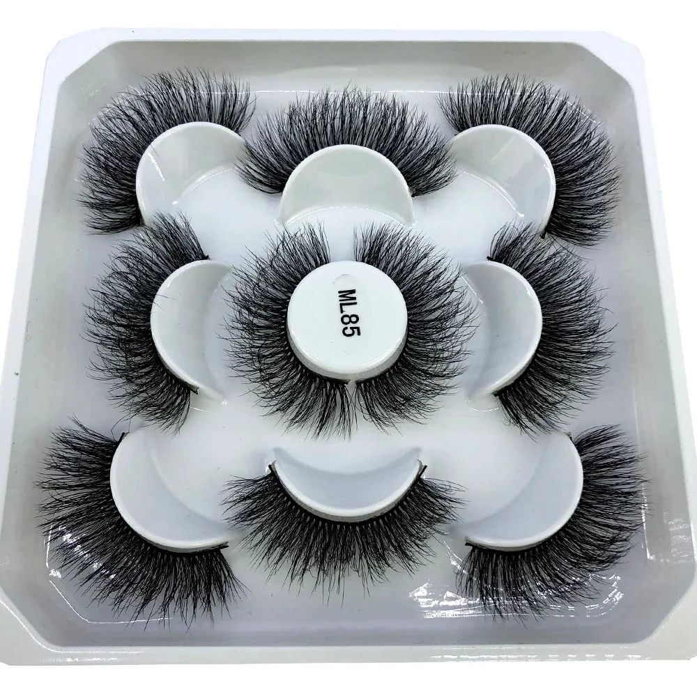 HBZGTLAD 5 pares 8-25mm natural 3D cílios postiços kit de maquiagem cílios postiços extensão de cílios de vison maquiagem cílios
