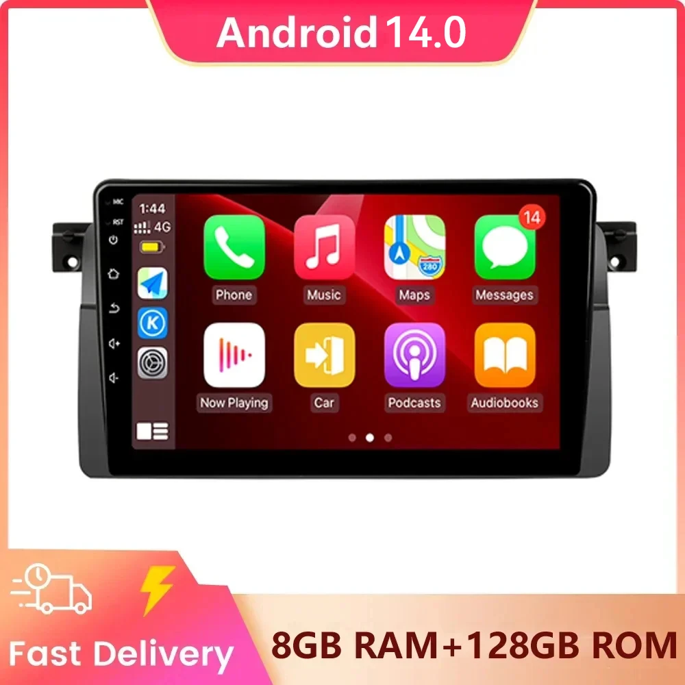 4G+WIFI Android14 Car Radio Multimedia Video Player For BMW E46 M3 318/320/325/330/335 1998-2006 Navigation GPS Wireless Carplay