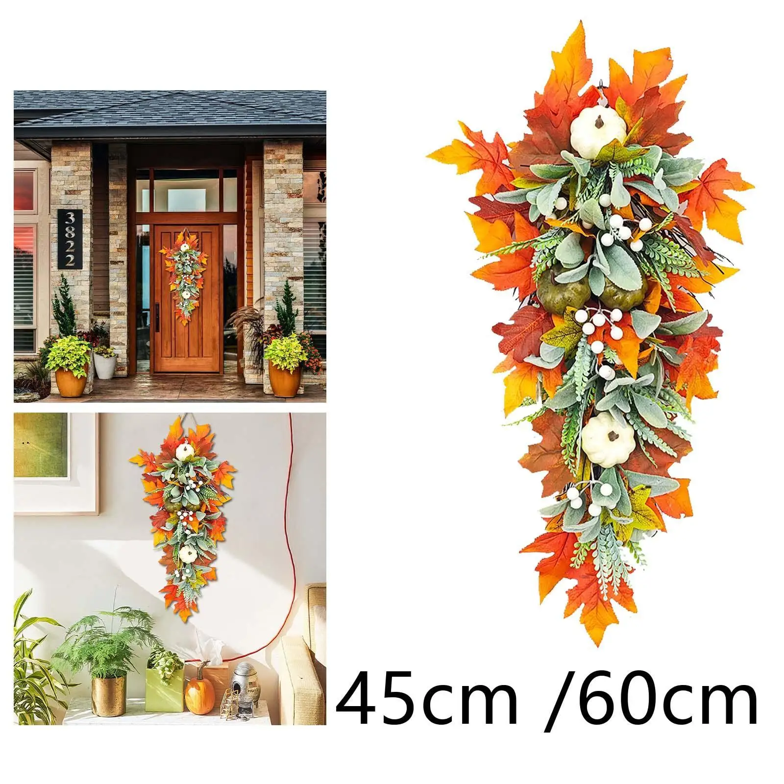 Fall Harvest Swag Wreath Home Decor for Porch Eaves Halloween Festivals