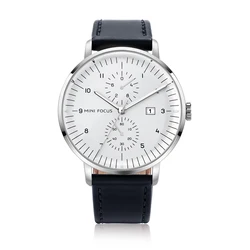Mini Focus MF0052G Men Luxury Watch Black Genuine Leather Strap Calendar Waterproof Customize Wholesale Watches