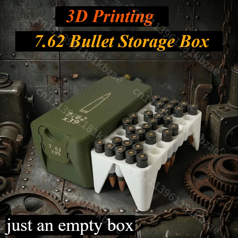 Caja de Almacenamiento de Balas 7.62x39/7.62x51, Impresión 3D, Caja de Cartuchos, Regalo para Fanáticos Militares, Caja de Colección de Escritorio