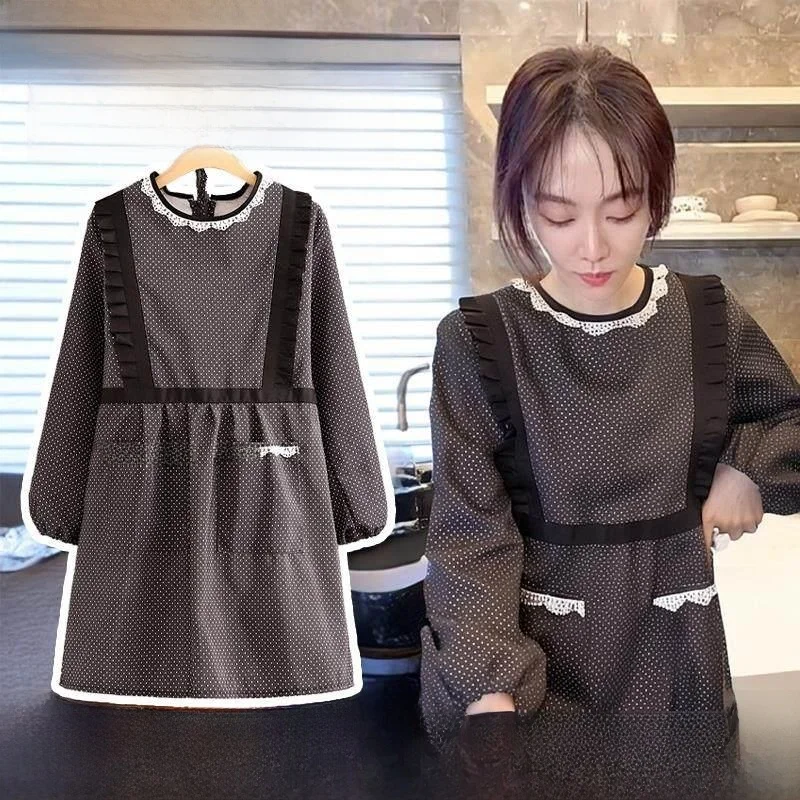 superior-waterproof-oil-resistant-long-sleeve-apron-for-women-kitchen-cooking-use-new-2024-style-strong-protection-against-dirt