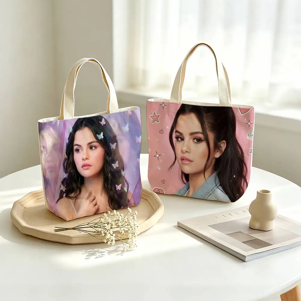 Sweet Girly S-Selena Gomez   Printed Canvas Tote Bag Shoulder Bag Commuter Mommy Shopping Bag