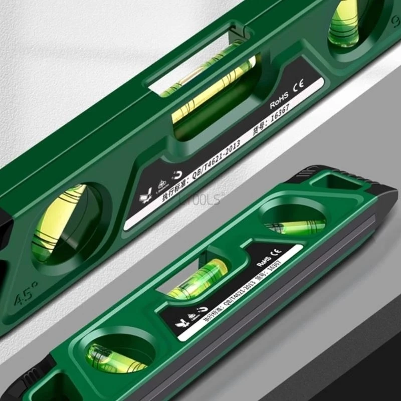 Three Bubble Level Ruler 0° 45° 90° 230mm Mini Horizontality Gauge Shockproof Magnetic Leveling Aligner Inclinometro Level Tools