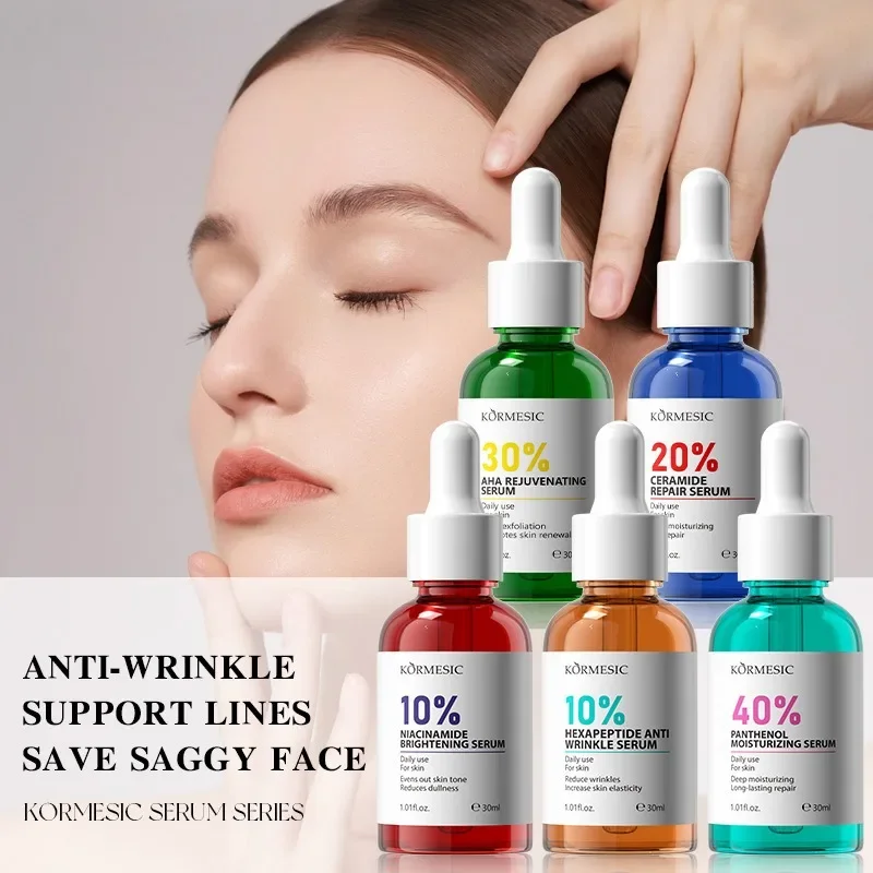 AHA rejuvenecimiento niacinamida iluminador suero facial hexapéptido ceramida pantenol esencia antiarrugas nutritivo cuidado de la piel