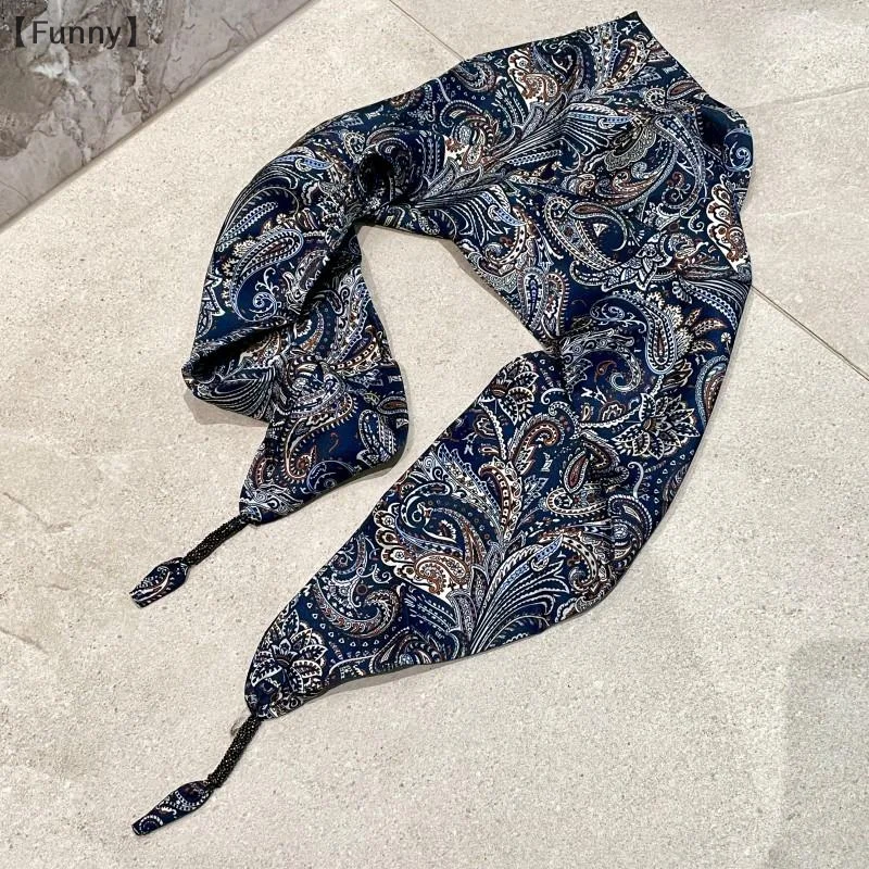 [مضحك] وشاح مثلث حريري للنساء مطبوع بحزام من نسيج قطني طويل للخصر، غلاف كتف أنيق على الطراز العتيق