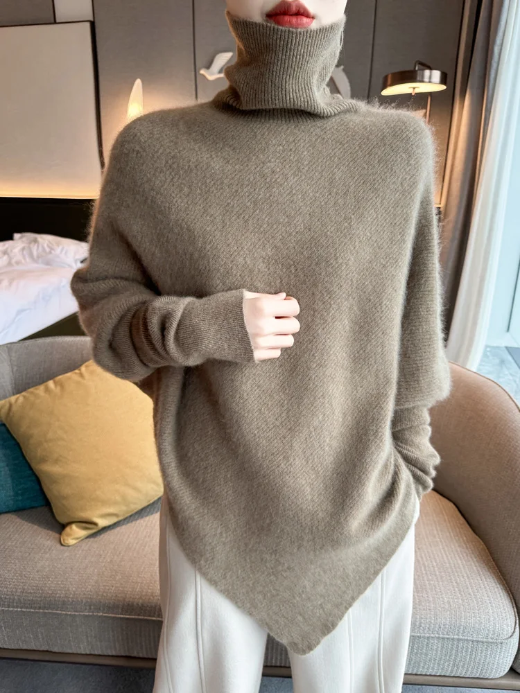 New Fashion 100% Merino Wool Women Sweater Office Lady Knitted Pullover Autumn Winter Outerwear Long Sleeve Cashmere Clothes Top