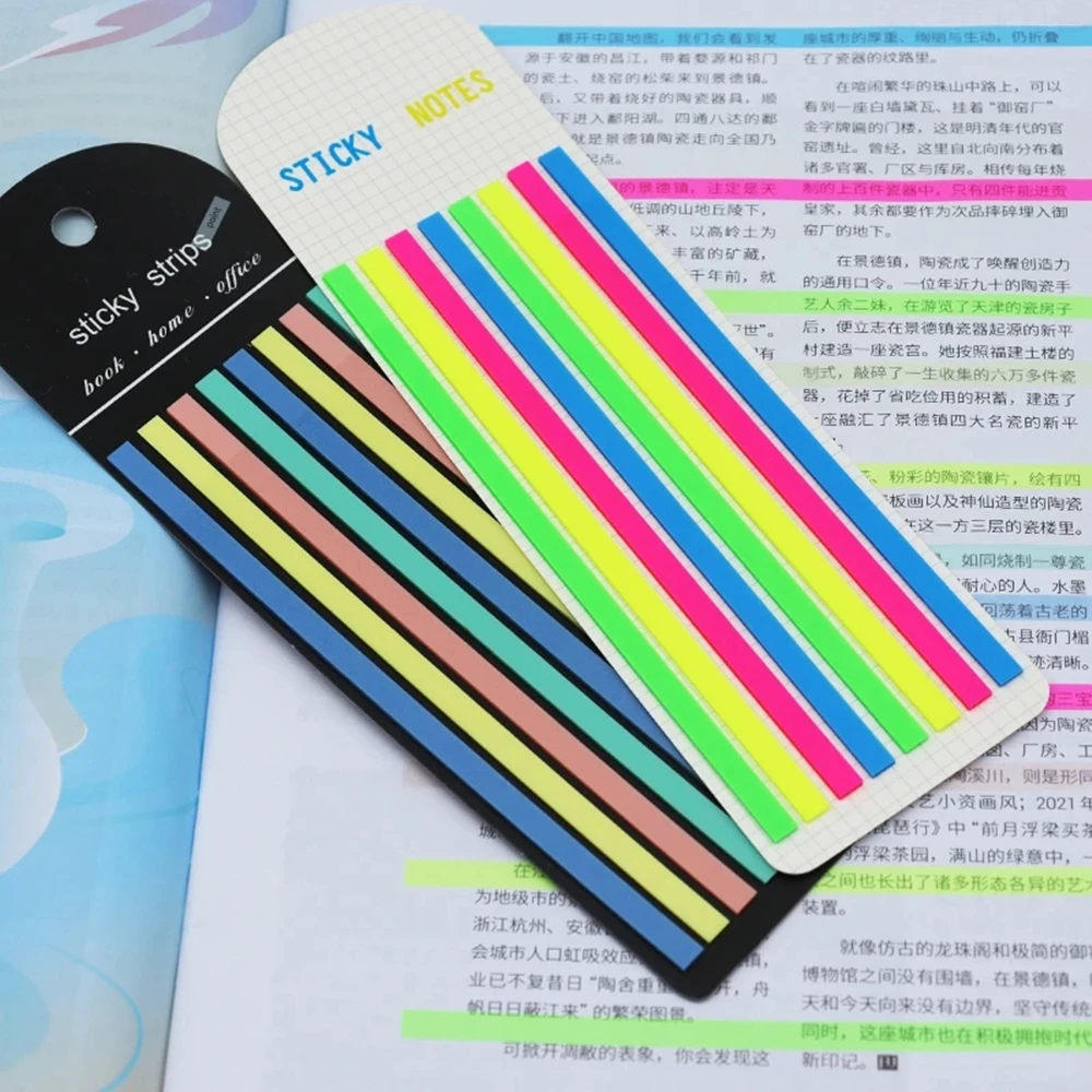 160Pcs Color Stickers Transparent Fluorescent Index Tabs Flags Sticky Note Stationery Children Gifts School Office Supplies