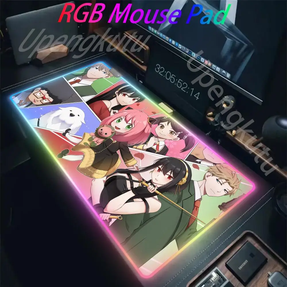 

Spy X Family RGB Pc Gamer Keyboard Mouse Pad Mousepad LED Glowing Mouse Mats Rubber Gaming Computer Mausepad