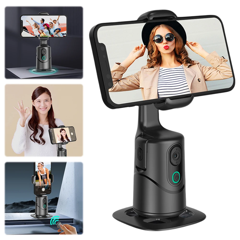 Face Tracking Phone Tripod Holder 360° Rotation Follow-up Gimbal Stabilizer Gesture Control Built-In Fill Light for Tiktok Vlog