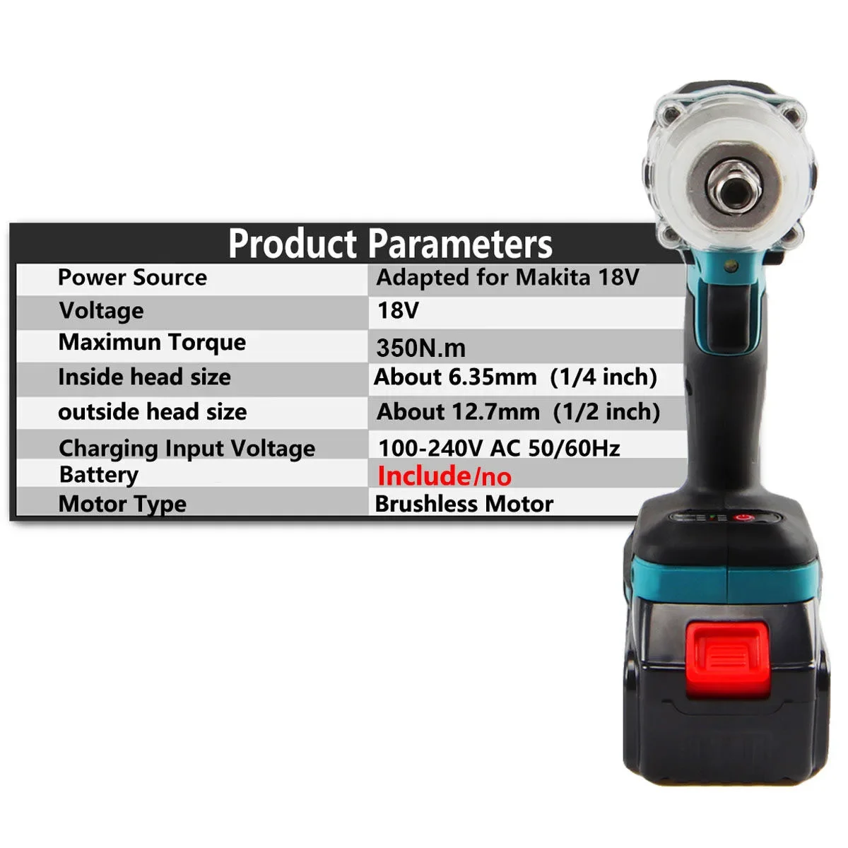 Electric Impact Wrench 18V Brushless Wrench Li-ion Battery Hand Drill Power Tools Adapt to Makita 18V Battery