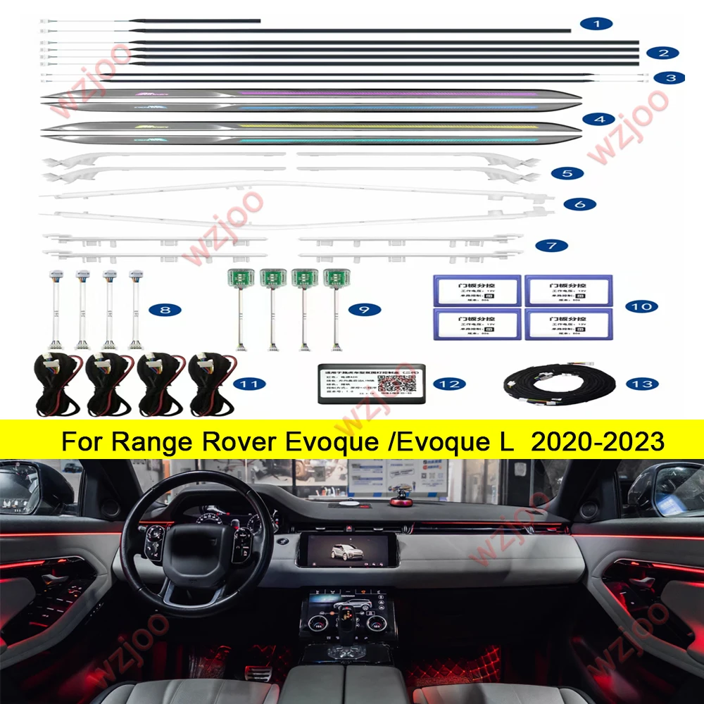 Car LED Ambient light for Range Rover Evoque 2015-2025 64-color door trim Interior light modification Screen APP control