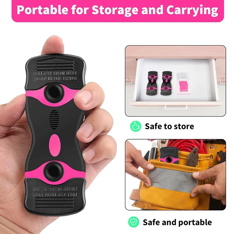 2025 New Razor-Blade Scraper Tool Kit - 2Pack Razor-Scrapers & 40Pcs Extra Blades, Plastic Paint Scraper Tool, Razor-Scraper Too