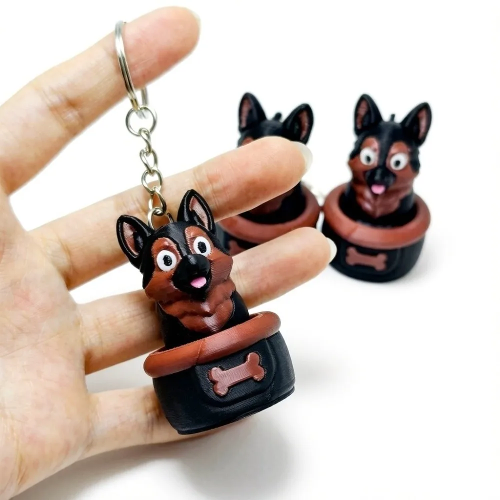 Unique 3D Printed Sausage Dog Clicker Keychain Plastic Clicking Sound Dog Key Pendant Portable Keycap Clicker Gifts