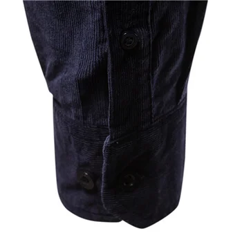2021 New Single Breasted 100% Cotton Men's Shirt Business Casual Fashion Solid Color Corduroy Men Shirts Autumn Slim Shirt Men 5
