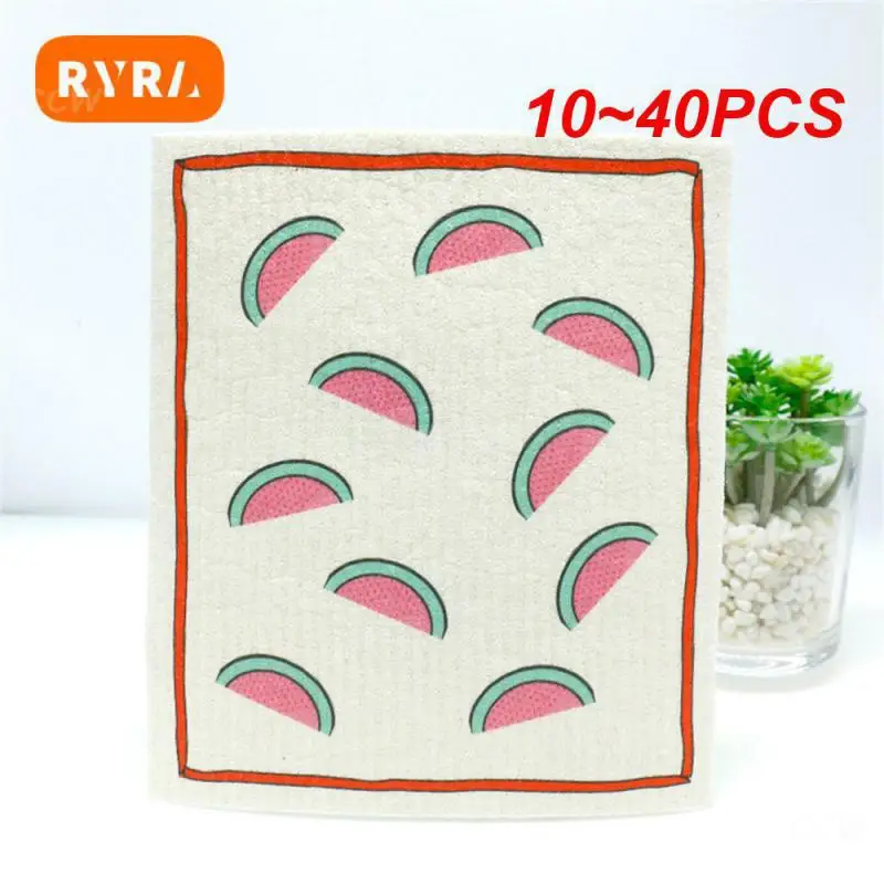 10~40PCS Non Stick Oil Wood Pulp Cotton Cloth Practical Kitchen Helper Vivid And Cute And Wet Dual Purpose Dishwashing Cloth