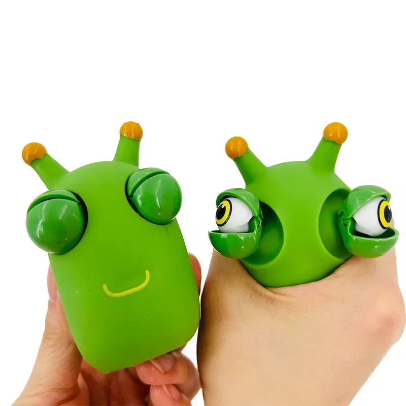 Funny Eyeball Burst Squeeze Toy Green Eye Caterpillar Pinch Toys Adult Kids Stress Relief Fidget Toy Creative Decompression Toy