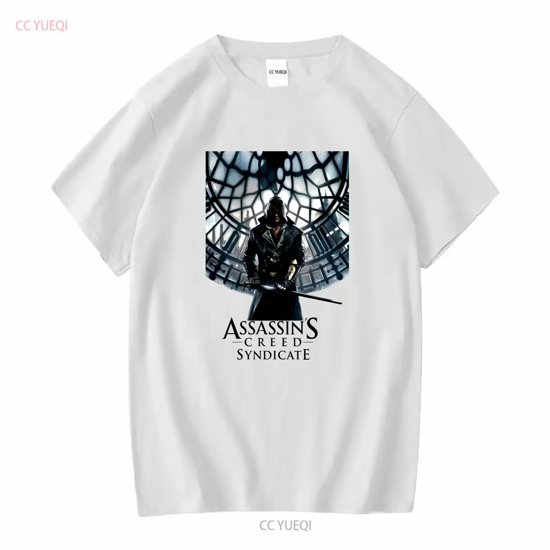 Assasins Creed Syndicate camiseta M 19x26 descolorido negro acción aventura videojuego mangas largas o cortas vintage lavado versátil