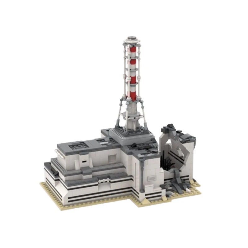 853PCS Architecture Block Set Nuclear Power Plant Ruins Reactor Model Home Decor Office Desk Display Gift For Him Apocalyptic
