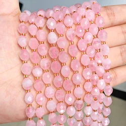 8x7mm AAA Faceted Oval Madagascar Rose Quartz Beads Natural Stone Pink Rice Shape Spacer Beads For Jewelry Making DIY Bracelets