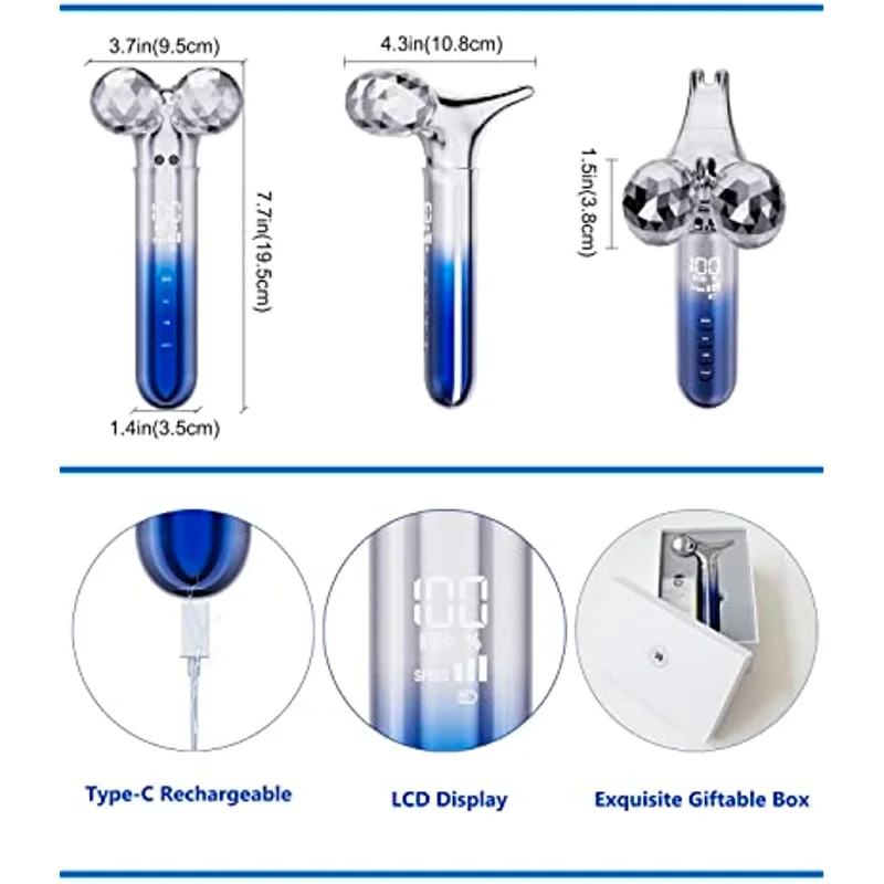 Masajeador Facial de microcorriente 5D, rodillo de hielo, dispositivo de microcorriente, herramienta de belleza para el cuidado de la piel, cara, ojo y cuello