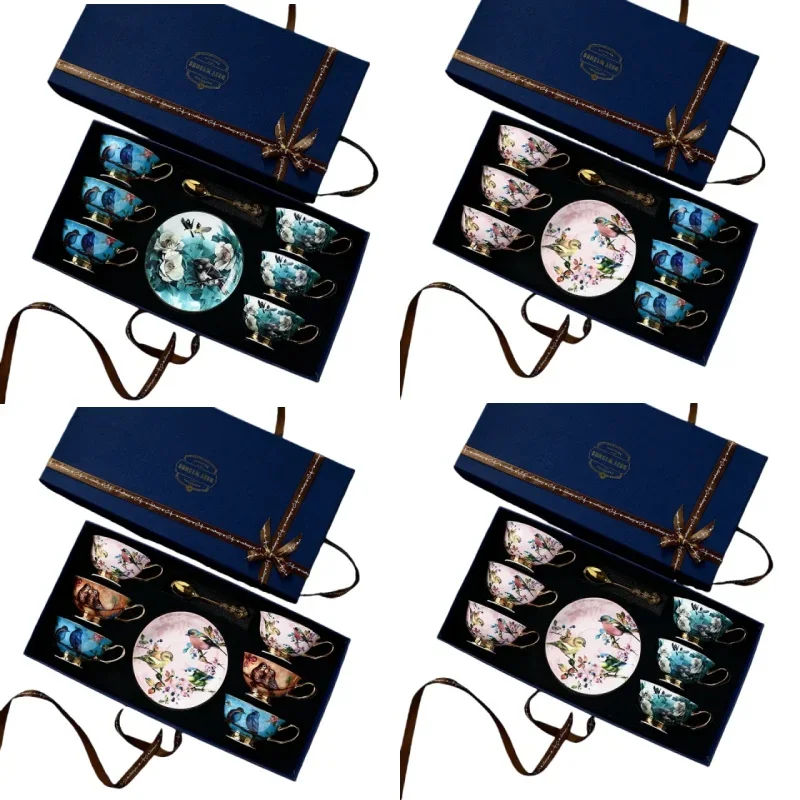 Coffee Cup Small Exquisite European Small Luxury Afternoon Tea Set High Beauty Elegant Bone China Cup Set 6 Cups and 6 Plates