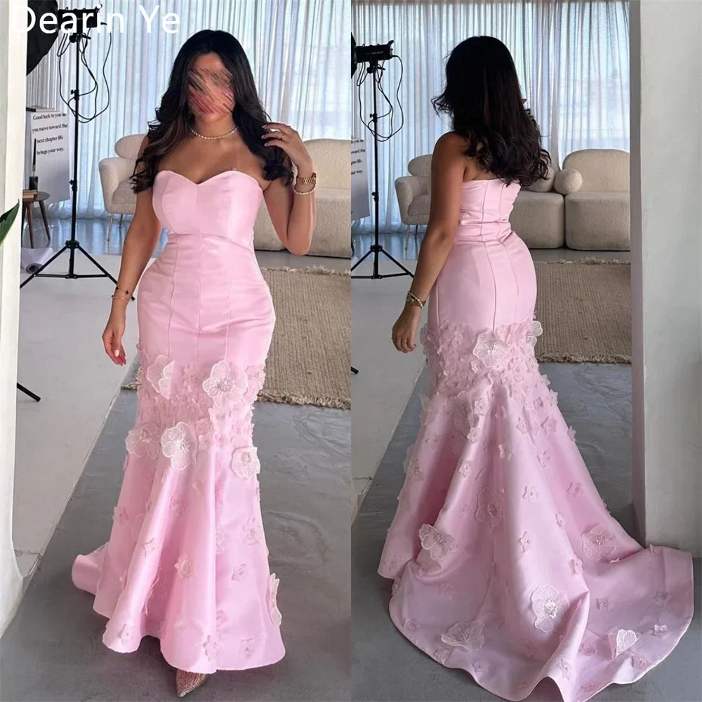 Customized Saudi Arabia Dearin Halter Mermaid Floor Length Skirts Draped Ruffle Sleeveless Applique Flower Bespoke Occasion Dres