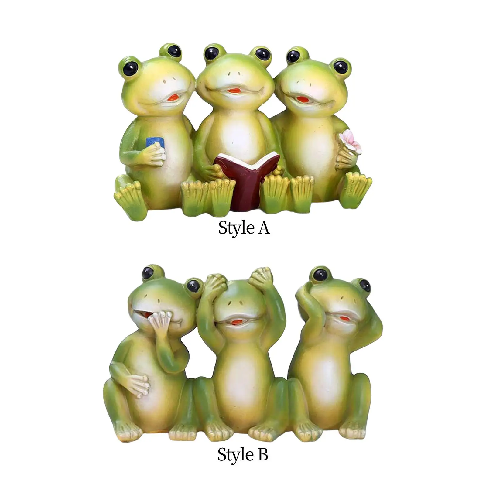 Frog Statue Garden Statue Resin Tabletop Ornament Animal Sculpture for Living