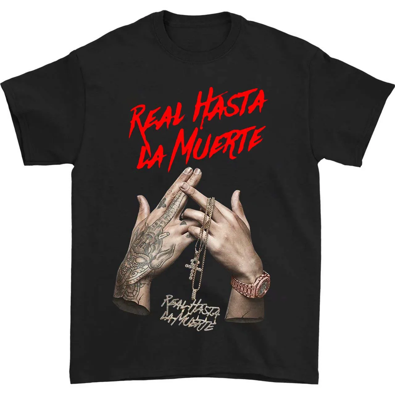 Rare Anuel AA Real Hasta La Muerte T Shirt Fashion Size S 4XL Black 1T265