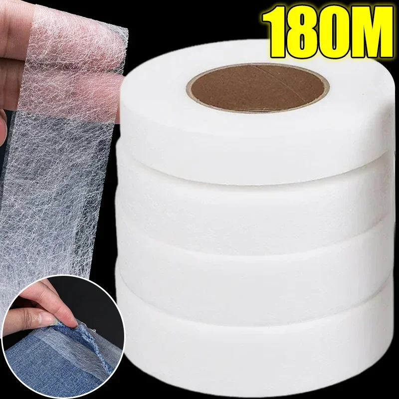 60/180M Double-sided Interlining Adhesive Tape Iron On Hem Non-woven Tape Edge Shorten Repair Pants Hats Clothes DIY Sewing Tool