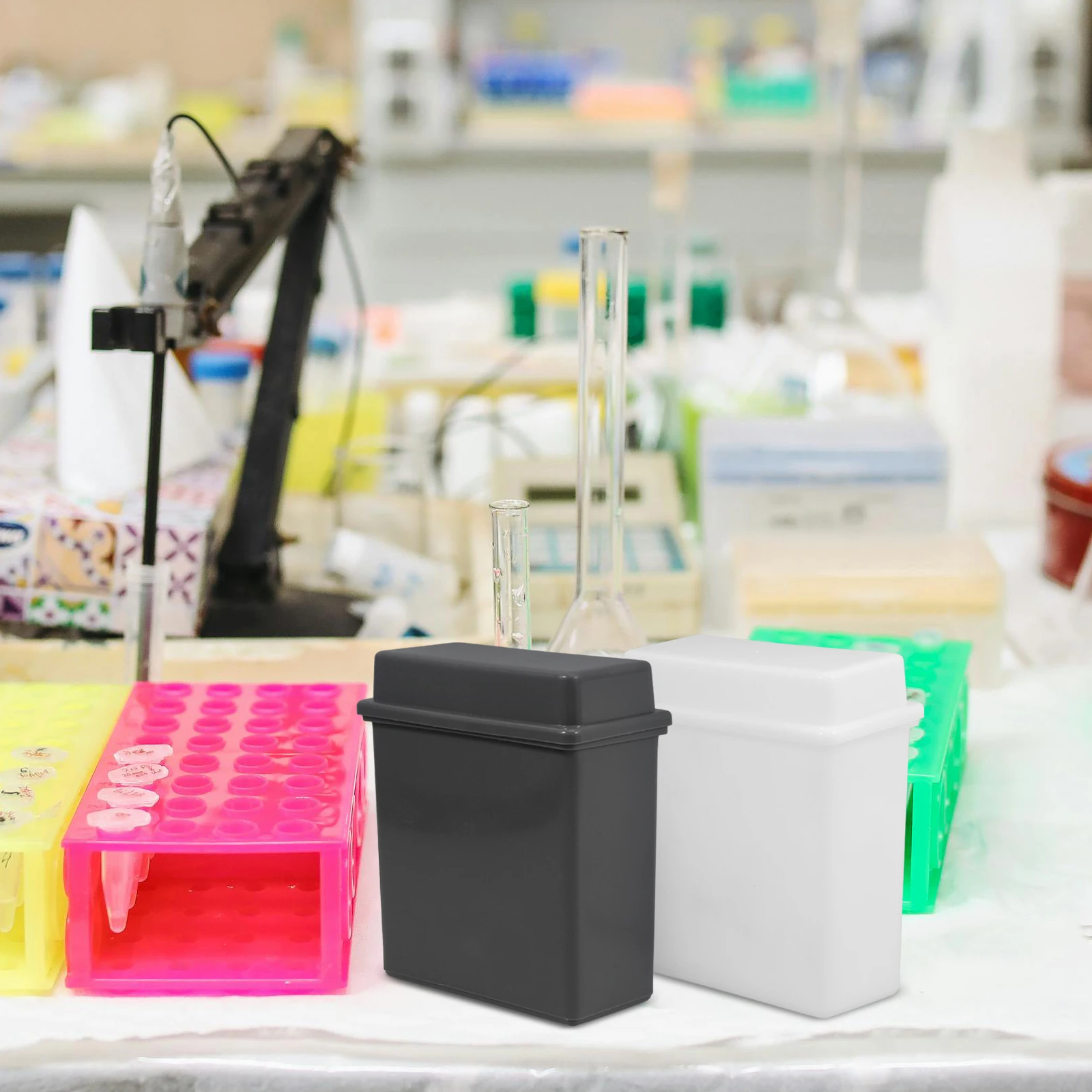 

2Set Microscope Slides Staining Rack Jar Polypropylene Durable Laboratory Use Includes Retrieval Box High Capacity Cell