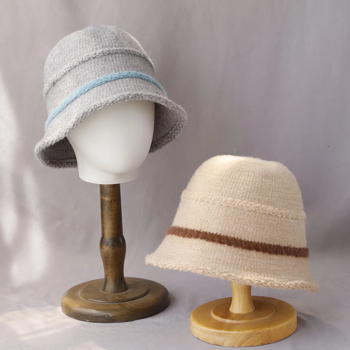 2025 شريط الصوف محبوك قبعة صياد للنساء في الخريف والشتاء قبعة بحافة لدفء الشتاء ، قبعة حوض الصوفية متعددة الاستخدامات #2