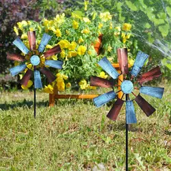 Wrought Iron Rotating Windmill Metal Wind Spinner Landscape Windmill Outdoor Courtyard Yard Lawn Pinwheel Garden Wind Spinner