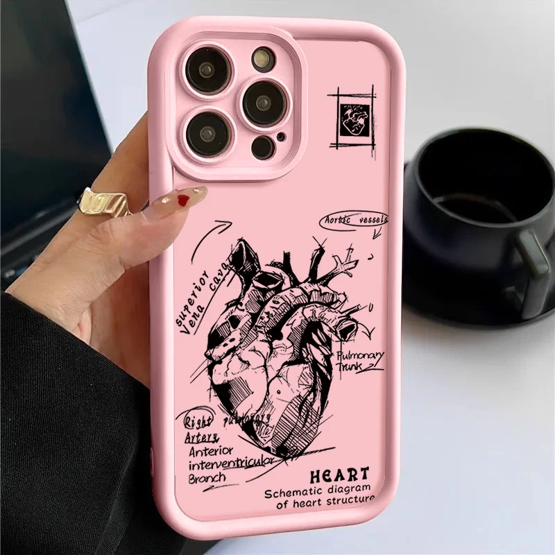 Kreatives Herz-Kardiovaskuläres-Modell Medizinisches Muster-Handyhülle für iPhone 18 17 13 16 15 14 Pro Max 11 13 Pro 17e 16e Weiche Handyhülle – Detail 13