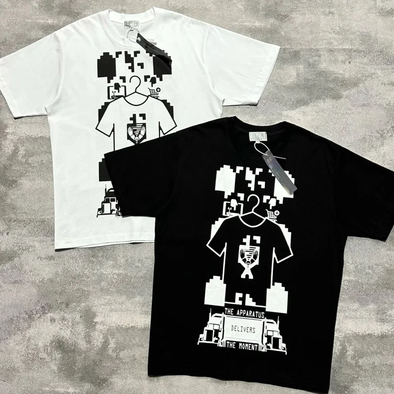 

Cotton Clothing Digital Black White Printed Cav Empt T-shirt Men Women Casual Loose Round Neck C.E T-shirt