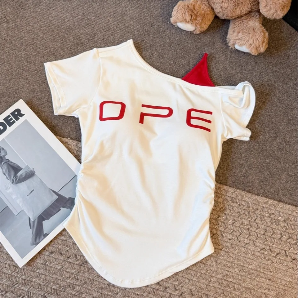 Estate New Sweet Spicy Or Sve T-shirt da donna Slim Fit Stampato Colore Blo Imbottito Pettorina Casual Miscela di cotone