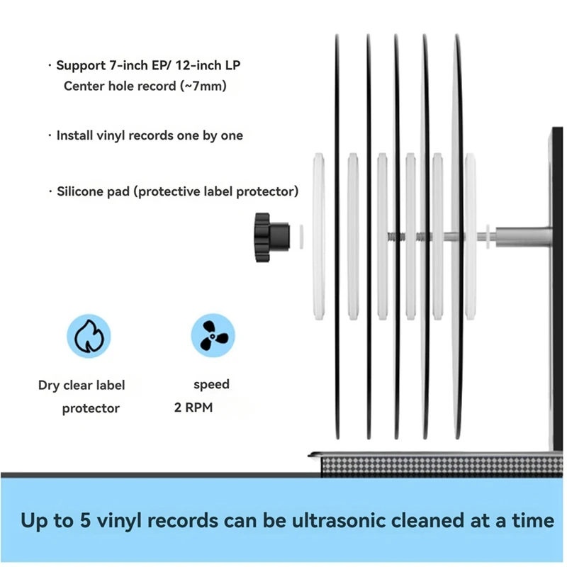 Ultrasonic Vinyl Washer Rotat Bracket Record Rotat Bracket 2 RPM For More Than 6L Ultrasonic Cleaner UK Plug
