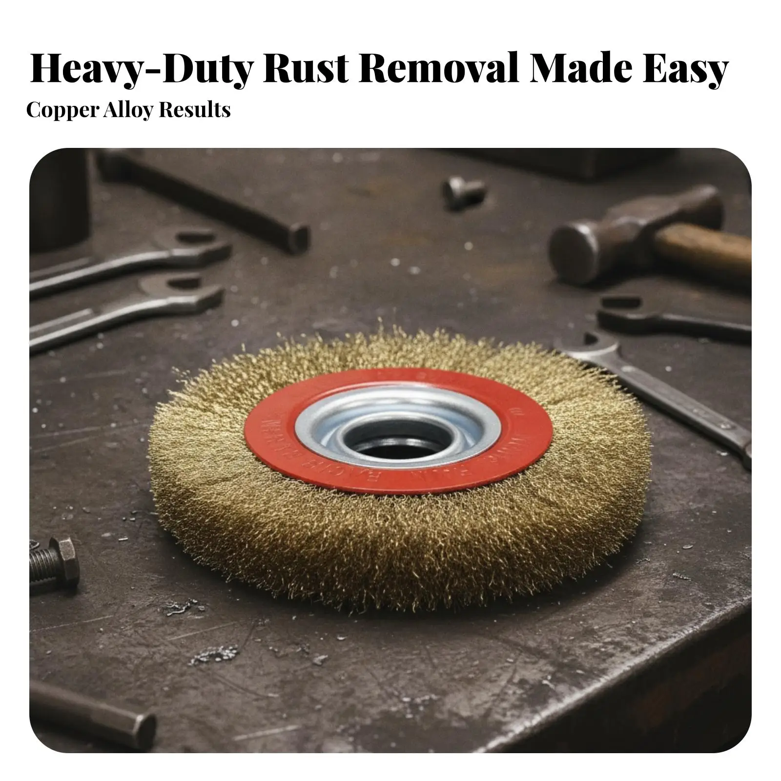 Rust Removal Machine-Mounted Wire Wheel | Low-Profile Circular Design, Crimped Brass Steel Wire Wheel Brush, for Repair Tasks
