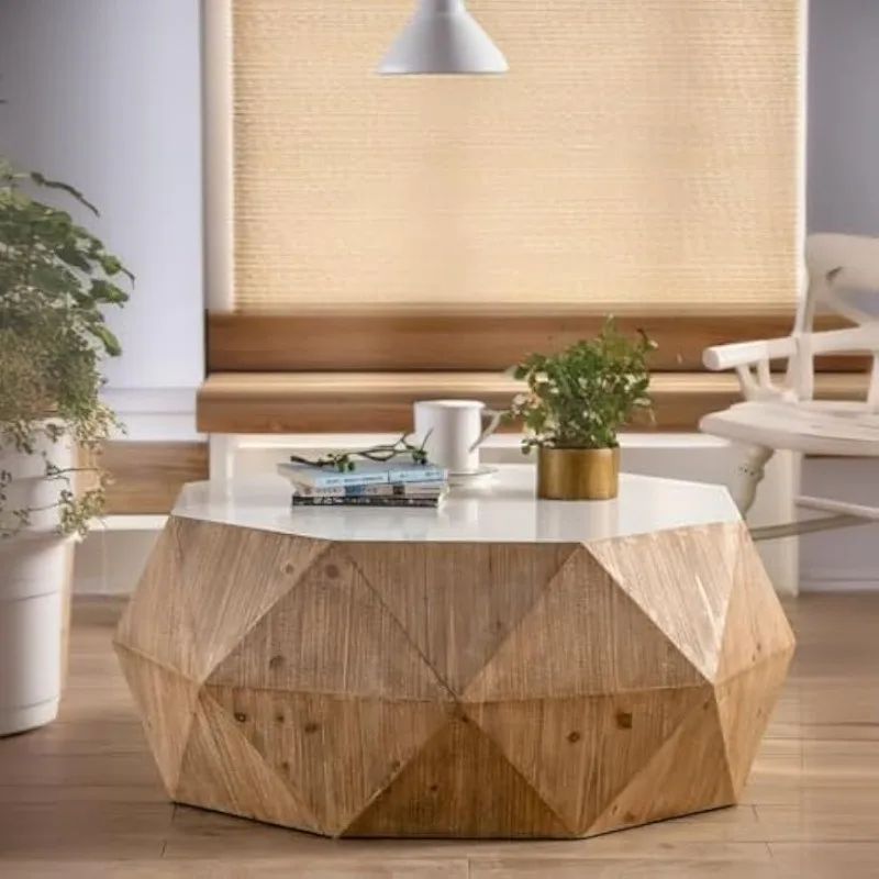 

Modern Coffee Tables for Living Room ，Three-Dimensional Embossed Pattern Design American Retro Style Coffee Table