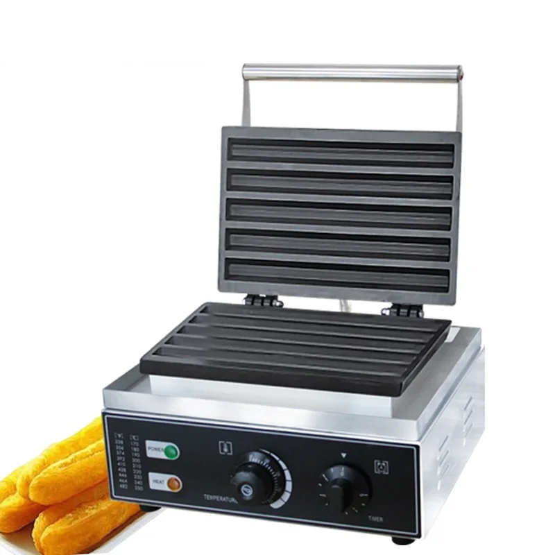 

Commercial Electric Waffle Churro Maker Nonstick 5-Sticks Machine Stainless Steel Spanish Churro Waffle Maker 220V New Condition