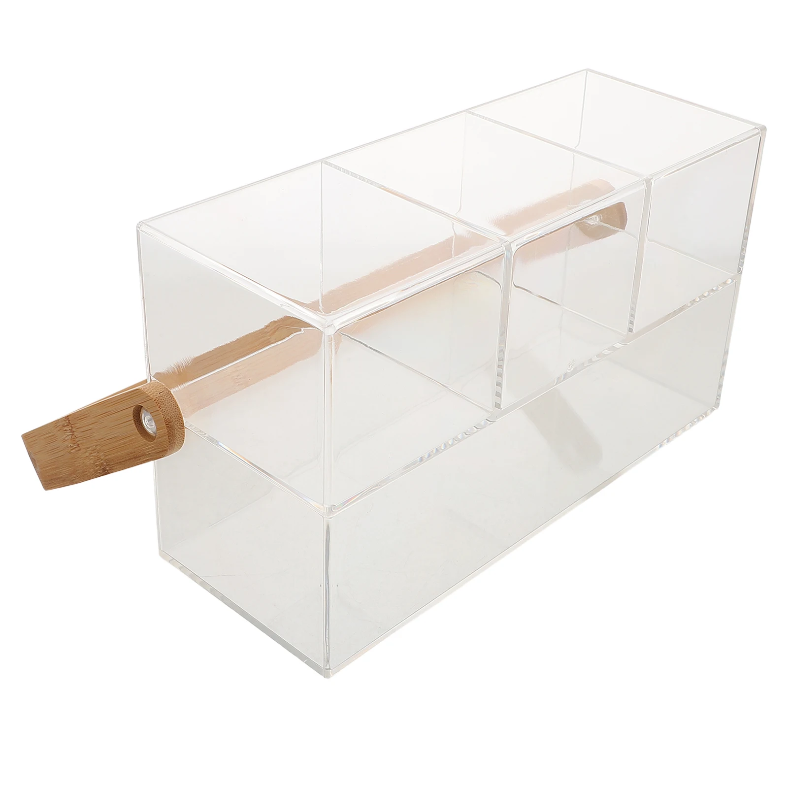 

Cutlery Storage Box Transparent Acrylic Kitchen Organizer Bamboo Handle Travel Picnic Spoon Fork Holder Tableware